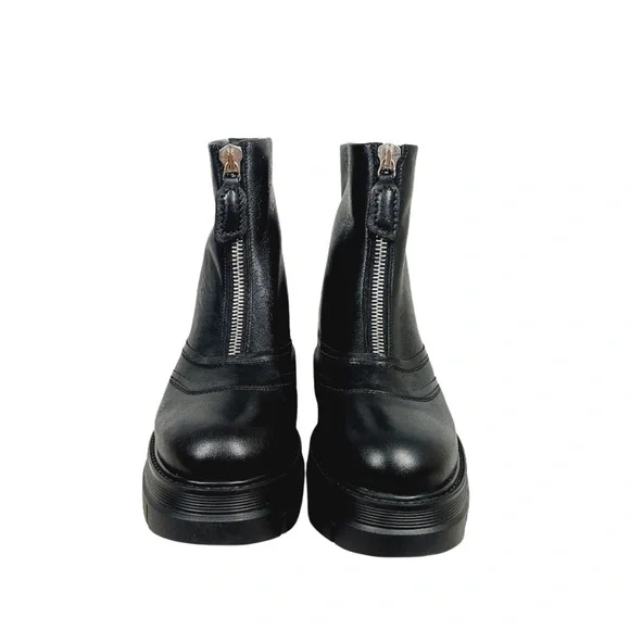 Aquatalia Black Calf Leather Zip-Up Ankle Boots - Picture 8 of 9